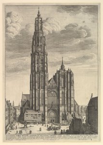 Antverpská katedrála Prospekt Tvrris Ecclesiæ Cathedralis, 1625-77 od Wenceslaus Hollar