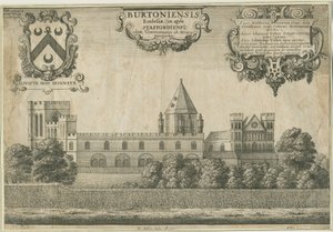 Burton-upon-Trent Abbey: mědirytina, 1661 od Wenceslaus Hollar