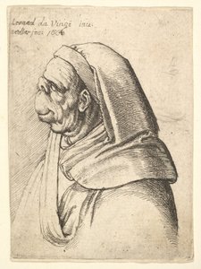 Busta muže s malým ohrnutým nosem a velmi vysokým horním rtem, s kapucí, z profilu..., 1666. od Wenceslaus Hollar