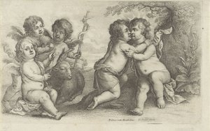 Kristus, Jan a tři cherubíni Paedopaegnion (název série) od Wenceslaus Hollar