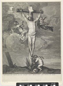 Kristus na kříži s anděly od Wenceslaus Hollar