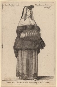 Manželka občana nebo obchodník z Antverp od Wenceslaus Hollar