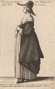 Manželka londýnského umělce nebo občana, 1643 od Wenceslaus Hollar
