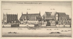 Westminster od řeky, 1647 od Wenceslaus Hollar