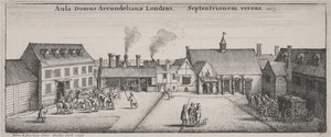 Nádvoří Arundel House od severu od Wenceslaus Hollar