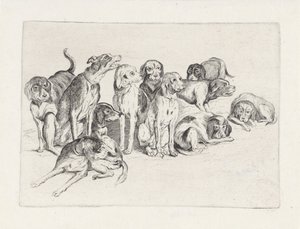Jedenáct loveckých psů od Wenceslaus Hollar