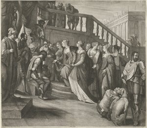 Ester před Ahasverem od Wenceslaus Hollar