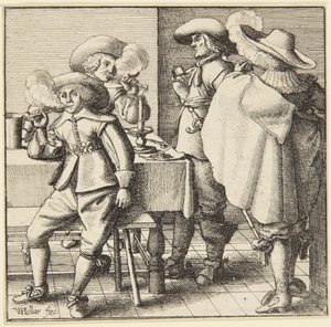 Čtyři kouřící muži od Wenceslaus Hollar