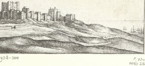 Pohled na hrad Dover Dover Castle y West Side (název na objektu) Památky kolem anglického pobřeží (název série) od Wenceslaus Hollar