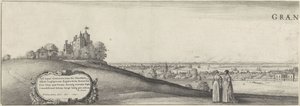 Pohled na Greenwich (levá deska) Greenwich (název na objektu) od Wenceslaus Hollar