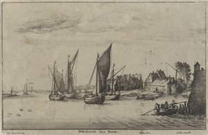 Pohled na Willebroek poblíž Mechelen Willebroek bey Boom (název na objektu) Riverscapes and Coastal Views (název série) od Wenceslaus Hollar