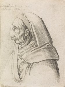 Groteska profilovala muže s kapucí od Wenceslaus Hollar