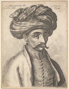 Hlava a ramena Turka, s knírem a velkým turbanem, 1645. od Wenceslaus Hollar
