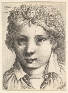 Hlava mladé dívky s čelenkou zdobenou drahokamy, ca. 1645. od Wenceslaus Hollar