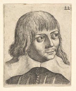Hlava mladého muže, otočená mírně doprava, 1625-77. od Wenceslaus Hollar