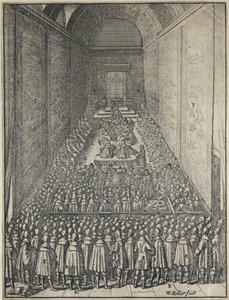 House of Lords, Westminsterský palác v Londýně, kolem roku 1650 (lept) od Wenceslaus Hollar