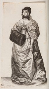 Žena s čepcem a kožešinovým návlekem na ruce od Wenceslaus Hollar