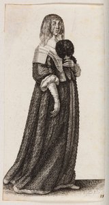 Žena se závojem a péřovým vějířem od Wenceslaus Hollar
