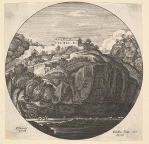 Krajina s domem na útesech, 1646. od Wenceslaus Hollar