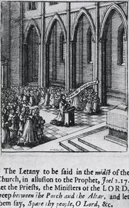 Litanie v kostele, kolem 1655 (lept) od Wenceslaus Hollar