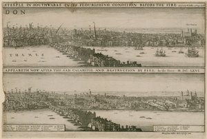 Londýn, před a po velkém požáru od Wenceslaus Hollar