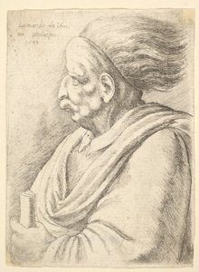 Muž s karikovanými rysy a vzadu vlajícími vlasy, v poloviční délce vlevo, 1648. od Wenceslaus Hollar