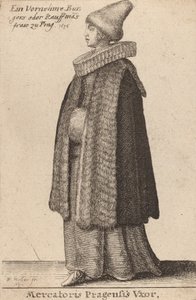 Manželka pražského kupce, 1642 od Wenceslaus Hollar