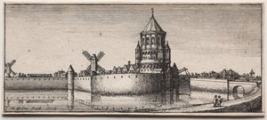 Městská brána s vodním příkopem od Wenceslaus Hollar