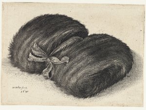 Kožešinový rukávník zdobený stuhou Rukávy (název série) od Wenceslaus Hollar