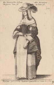 První Antuerpská žena v domácím oděvu. od Wenceslaus Hollar
