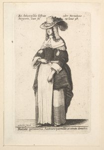 Přední Antverpská žena, domestikovaná antverpská gentlemanka v domácích šatech..., 1625-77. od Wenceslaus Hollar