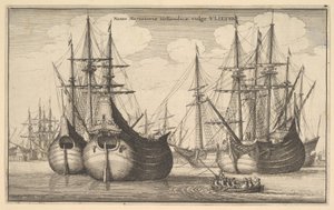 Holandské nákladní lodě nebo flétny, 1647 od Wenceslaus Hollar