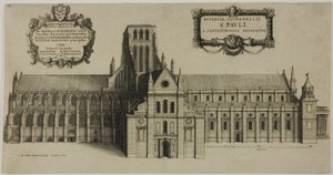 Stará katedrála svatého Pavla od severu od Wenceslaus Hollar