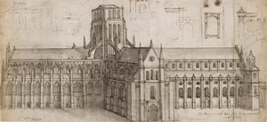 Stará katedrála svatého Pavla ze severovýchodu, polovina 17. století od Wenceslaus Hollar