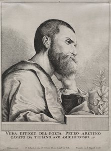 Portrét Pietra Aretina, 1649. od Wenceslaus Hollar