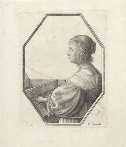 Portrét ženy za virginalem od Wenceslaus Hollar