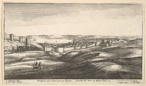 Vyhlídka na spodní část Tangeru, z kopce západně od White-hallu, 1669-73. od Wenceslaus Hollar