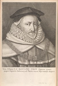 Ranulph Crew, z „Historických památníků anglických zákonů“ od Williama Dugdale, Londýn 1666