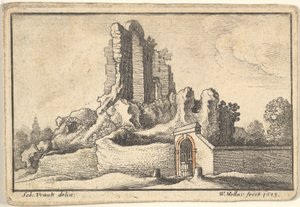 Ruiny a zamřížovaná brána na kopci Esquiline v Římě, 1673. od Wenceslaus Hollar