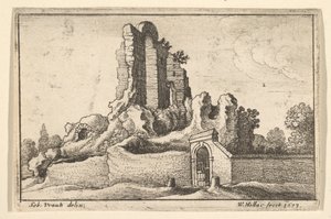 Ruiny a zamřížovaná brána na kopci Esquiline v Římě, 1673. od Wenceslaus Hollar
