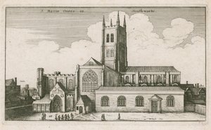 St Mary Overies, Southwark, Londýn; kresba z roku 1647 od Wenceslaus Hollar