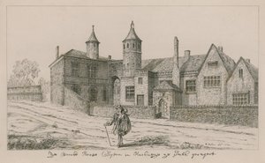 The Brooke House, Clopton v Hackney, jižní aspekt od Wenceslaus Hollar