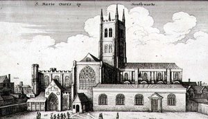 Katedrální kostel svatého Spasitele a Panny Marie Overie, Southwark od Wenceslaus Hollar