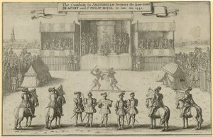 The Combate in Smithfield mezi stejným Johnem de Astleym a sirem Philipem Boylem od Wenceslaus Hollar