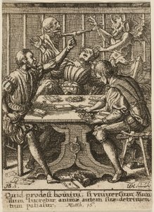 Hráči a smrt, z Tanec smrti od Wenceslaus Hollar