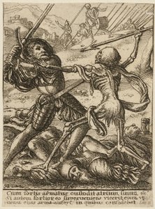 Rytíř a smrt, z Tanec smrti od Wenceslaus Hollar