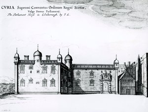 Budova parlamentu v Edinburghu (rytina) (bundw foto) od Wenceslaus Hollar