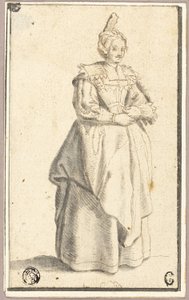 Dáma s malou vyvýšenou čepicí podle potisku od La Noblesse od Wenceslaus Hollar