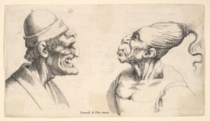 Dvě deformované hlavy, 1625-77. od Wenceslaus Hollar