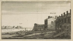 Pohled na Lambethský palác od řeky u Whitehall Stairs od Wenceslaus Hollar